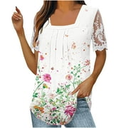 Onegirl White Summer Tops for Women Sexy Women Blouses for Work Short Sleeve Tshirts Shirts Graphic Oversized Summer Tees for Women 2024 Vacation My Orders Placed Recently By Me My Account